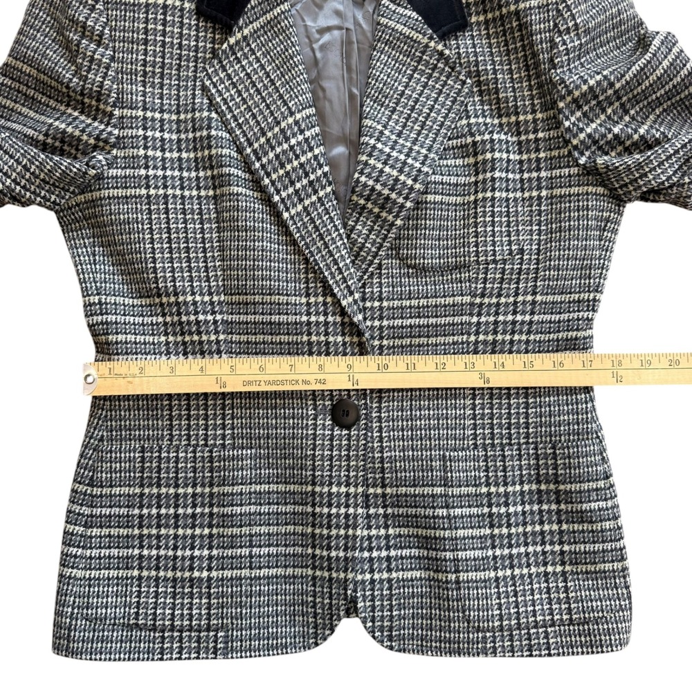 Escada by Margaretha Ley Vintage Houndstooth Wool Blazer Jacket Velvet Collar 40 - Picture 9 of 14